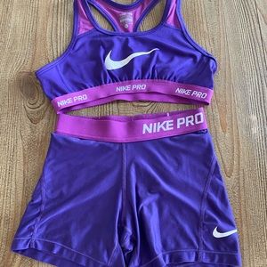 matching nike compression/spandex and sports bra